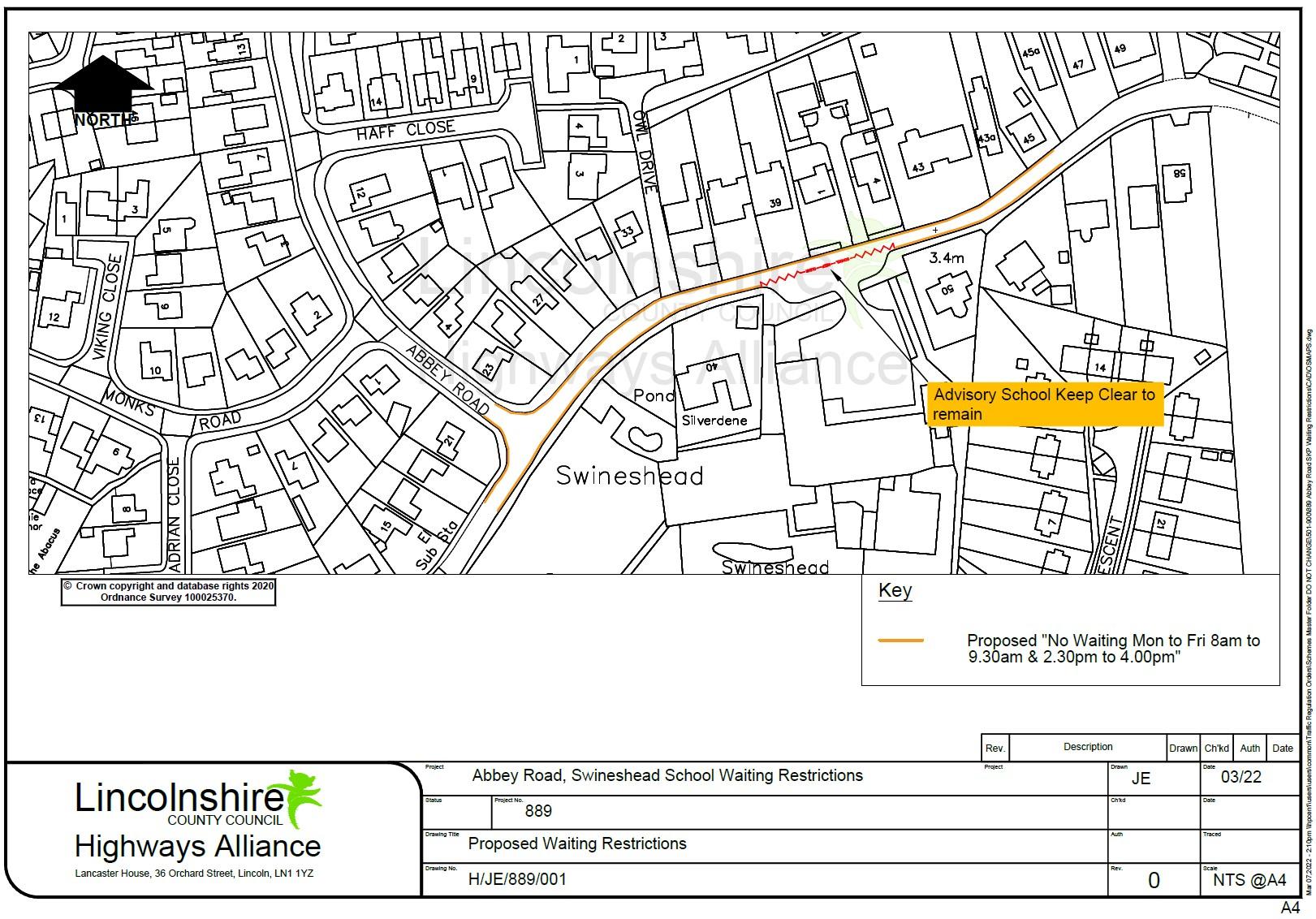 Proposed waiting restrictions abbey road swineshead map